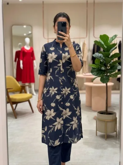 Navy Blue Floral Classic Salwar Set
